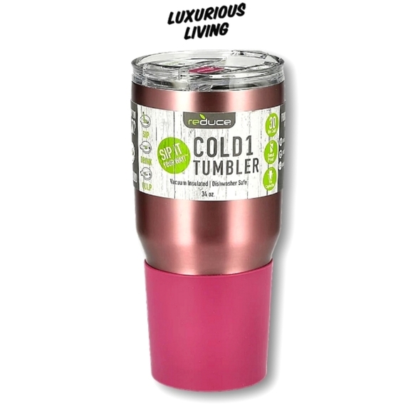 Reduce Stainless Steel Rose Gold Tumbler W/ Straw - 34 FL OZ - Picture 1 of 5